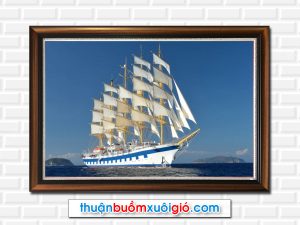 Mẫu tranh thuận buồm xuôi gió đẹp hình ảnh thuyền buồm trên biển