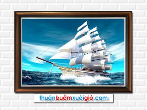 Mẫu tranh thuận buồm xuôi gió đẹp hình ảnh thuyền buồm trên biển