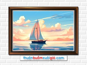 Mẫu tranh thuận buồm xuôi gió đẹp với gam màu nước trong