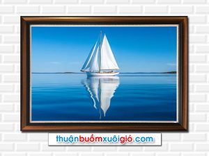 Mẫu tranh thuận buồm xuôi gió đẹp với hình ảnh thuyền buồm trắng