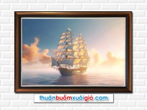 Mẫu tranh thuận buồm xuôi gió đẹp hình ảnh thuyền buồm