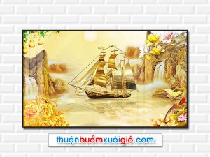 Bức tranh thuận buồm xuôi gió đẹp với gam màu vàng