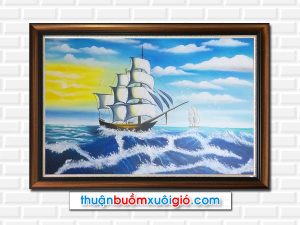 Mẫu tranh thuận buồm xuôi gió đẹp khổ nhỏ vẽ bằng sơn dầu