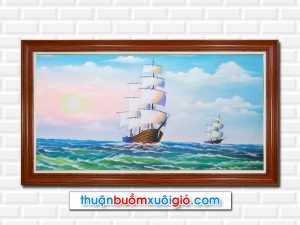 Tranh phong thủy thuận buồm xuôi gió đẹp khổ lớn vẽ sơn dầu