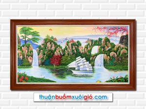 Mẫu tranh treo tường thuận buồm xuôi gió vẽ sơn dầu đẹp